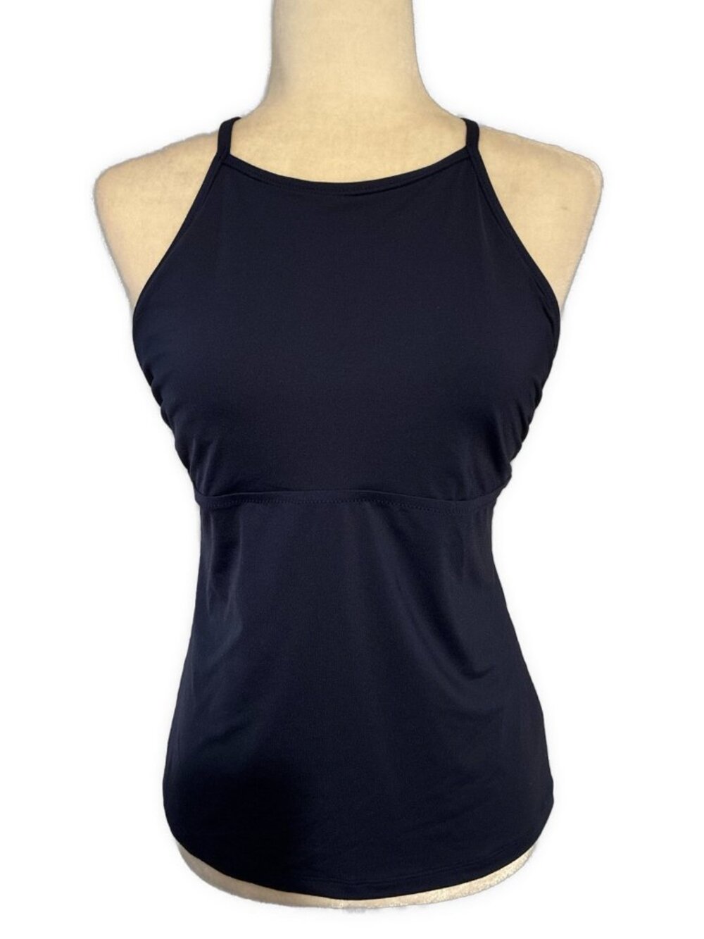 athleta women's solid navy blue lace up back tank top Medium